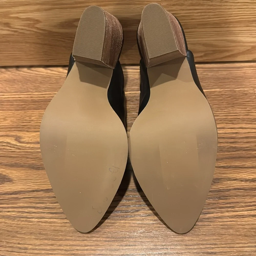 MAYA-PU ABOUND pointed block heels black mules. Size 9 1/2 M - Picture 12 of 14